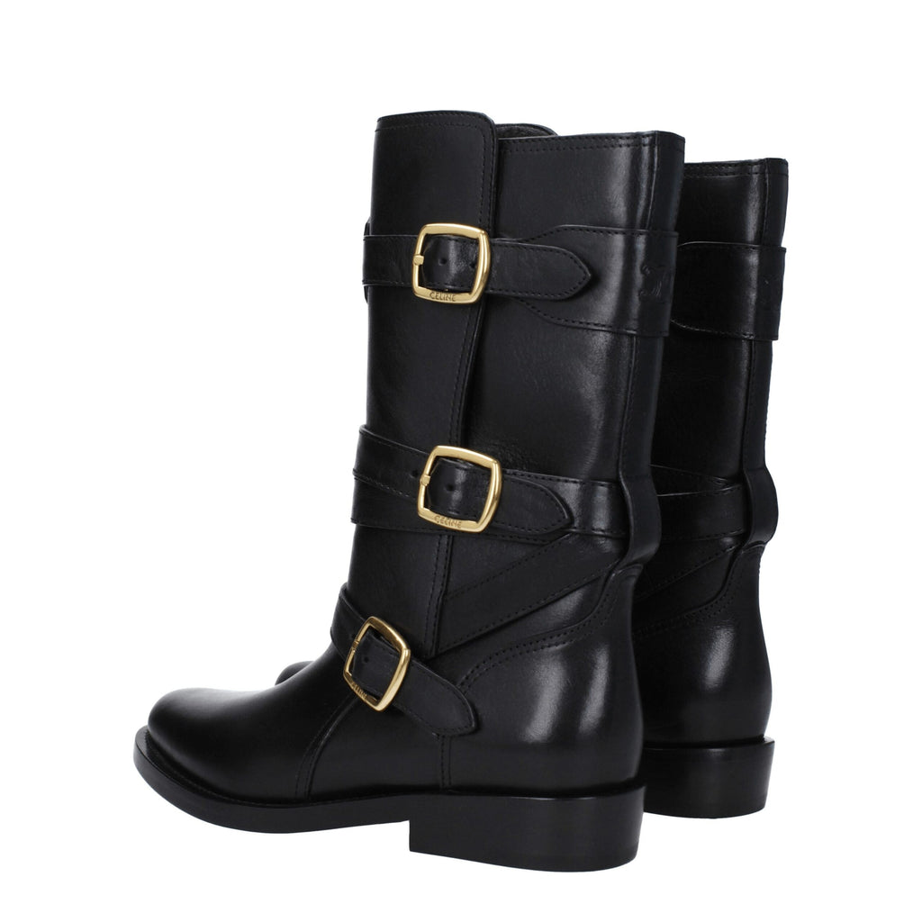 Celine Black Leather Boots