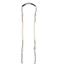 Dolce & Gabbana Black Leather Pearl Chain Bag Accessory Shoulder Strap