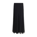 Chloé Black Silk Long Skirt