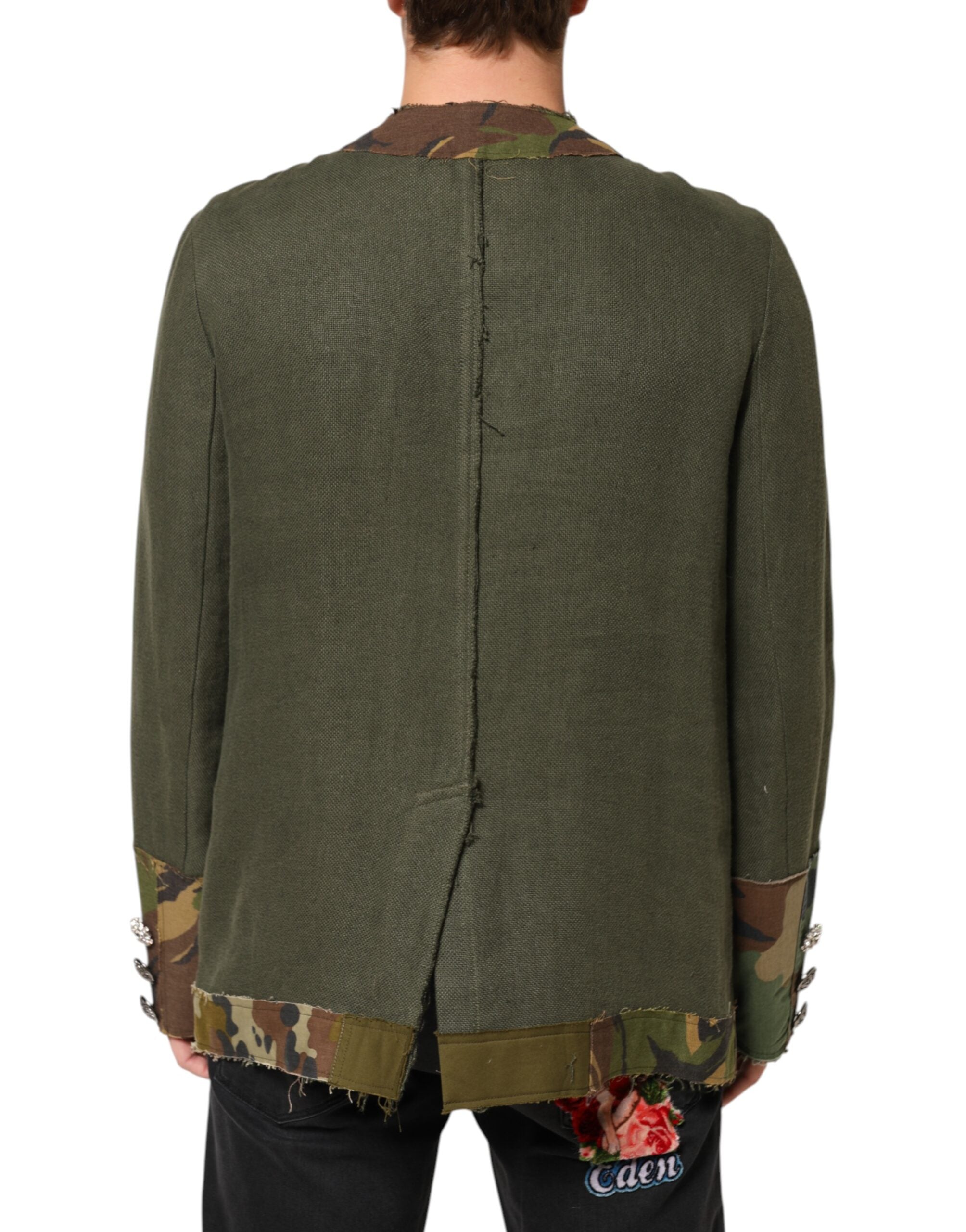 Dolce & Gabbana Brown Camouflage Linen Button Down Jacket