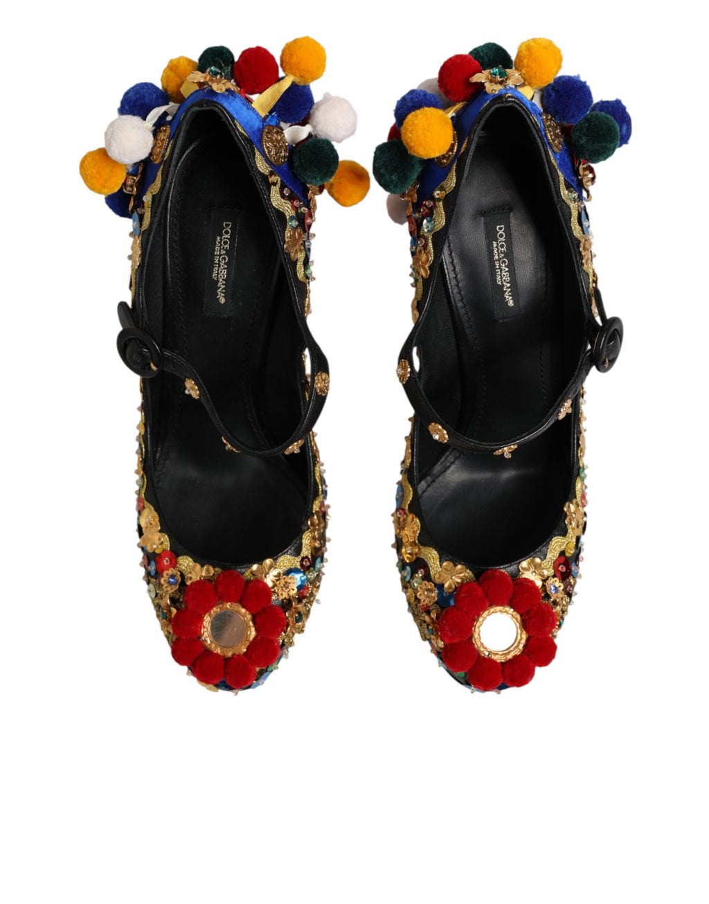 Dolce & Gabbana Black Gold Embellished MARY JANES Pumps  Shoes