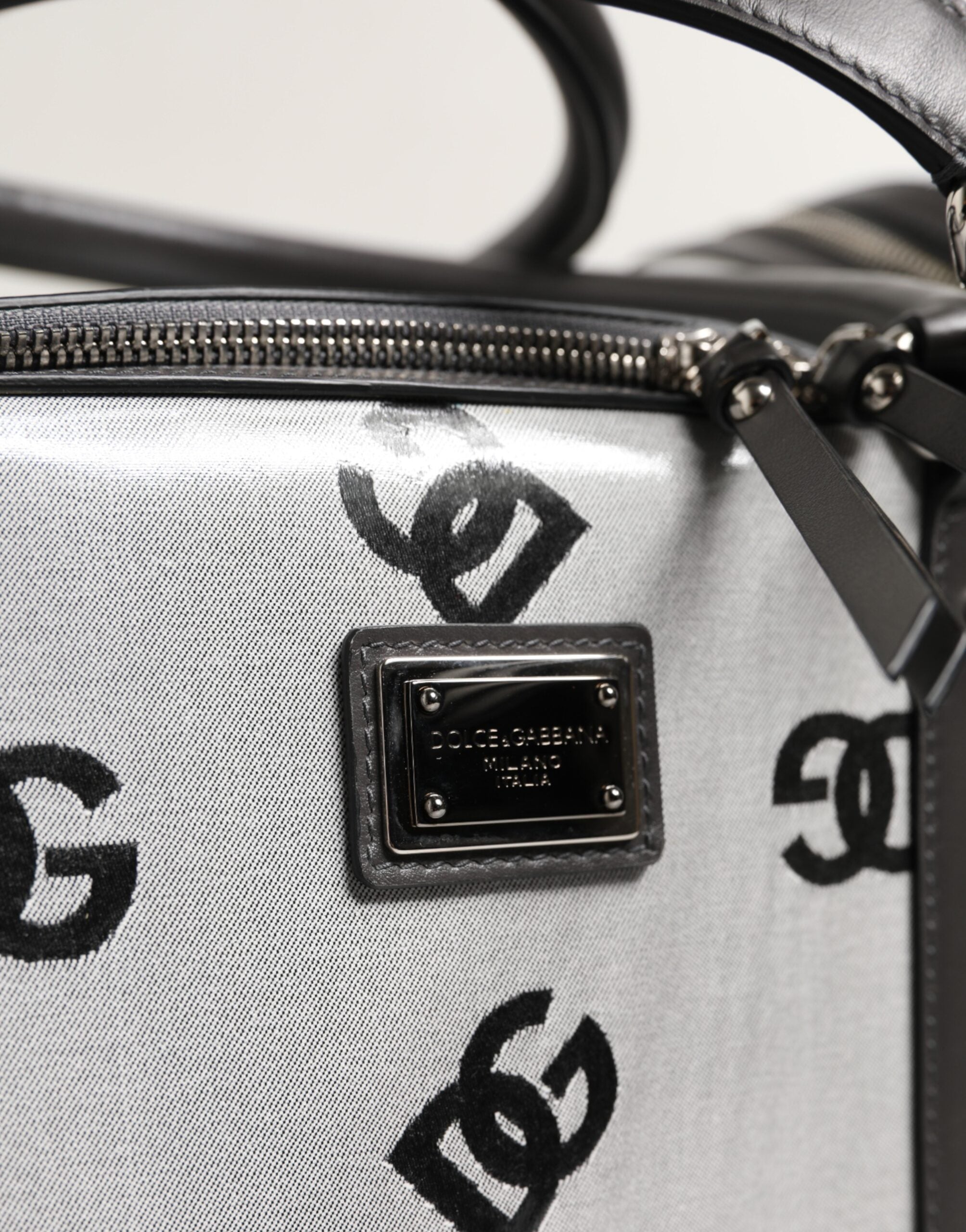 Dolce & Gabbana White DG Logo Pet Carrier Logo Plaque Top Handle Bag