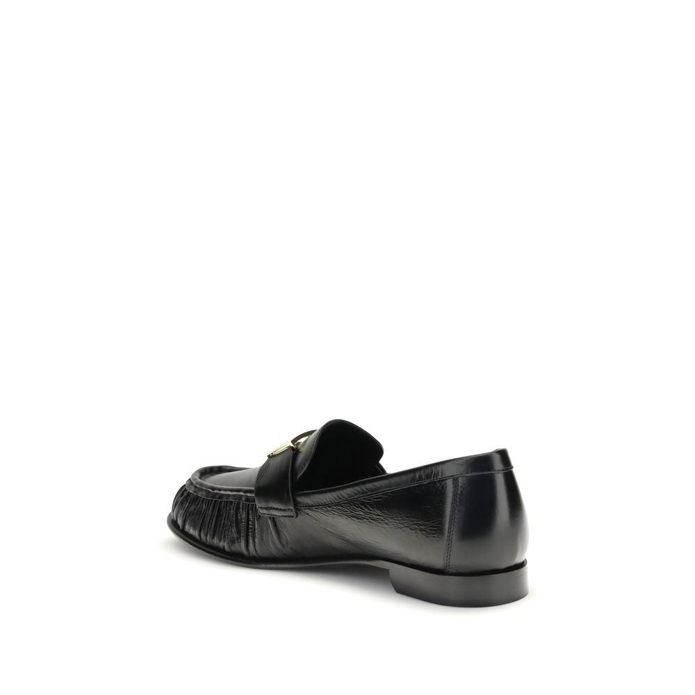 Fendi Black Calf Leather Bos Taurus Slip-On Loafers