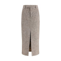 Brunello Cucinelli Brown Fleece Wool Long Skirt