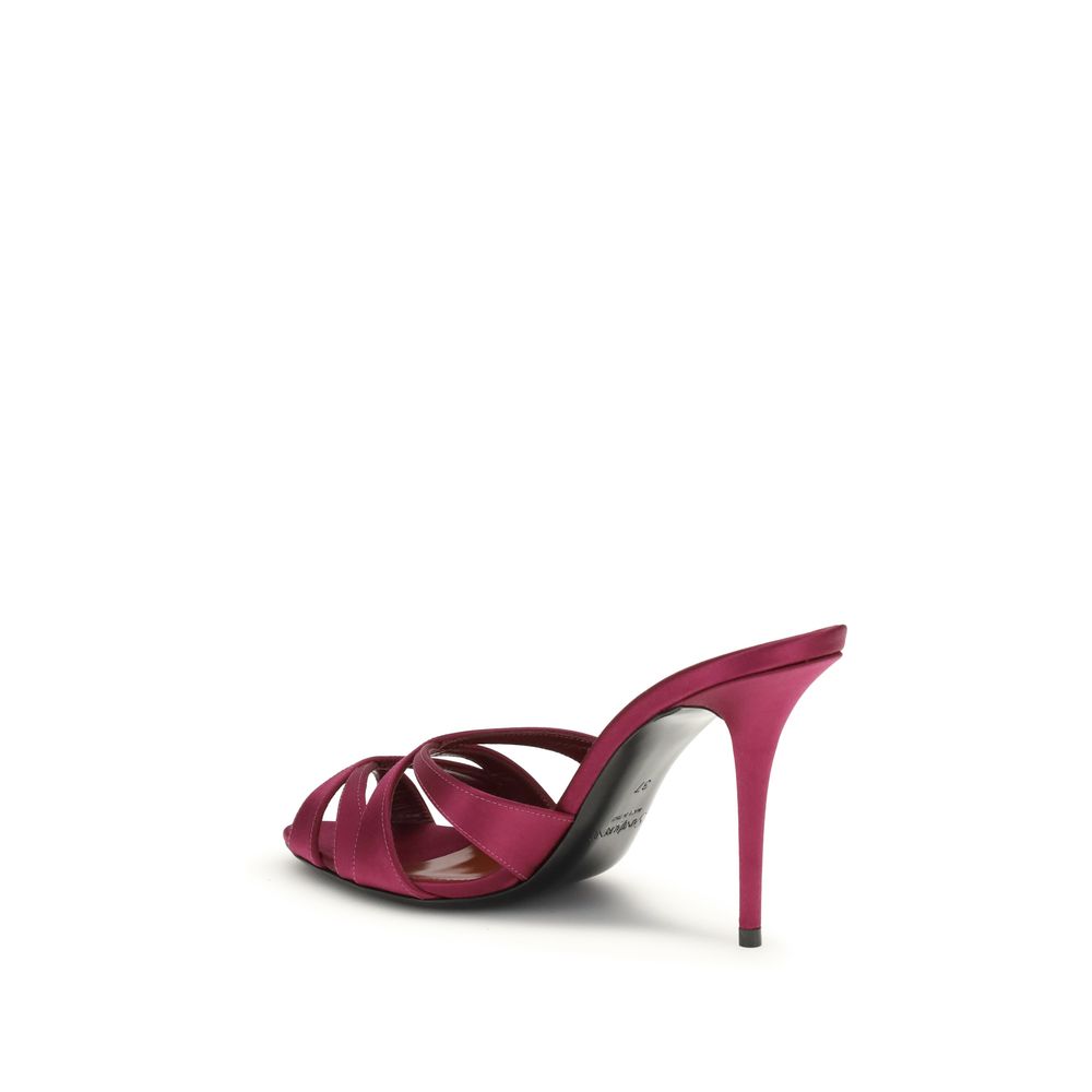 Saint Laurent Bordeaux Silk Stiletto Heel Sandals