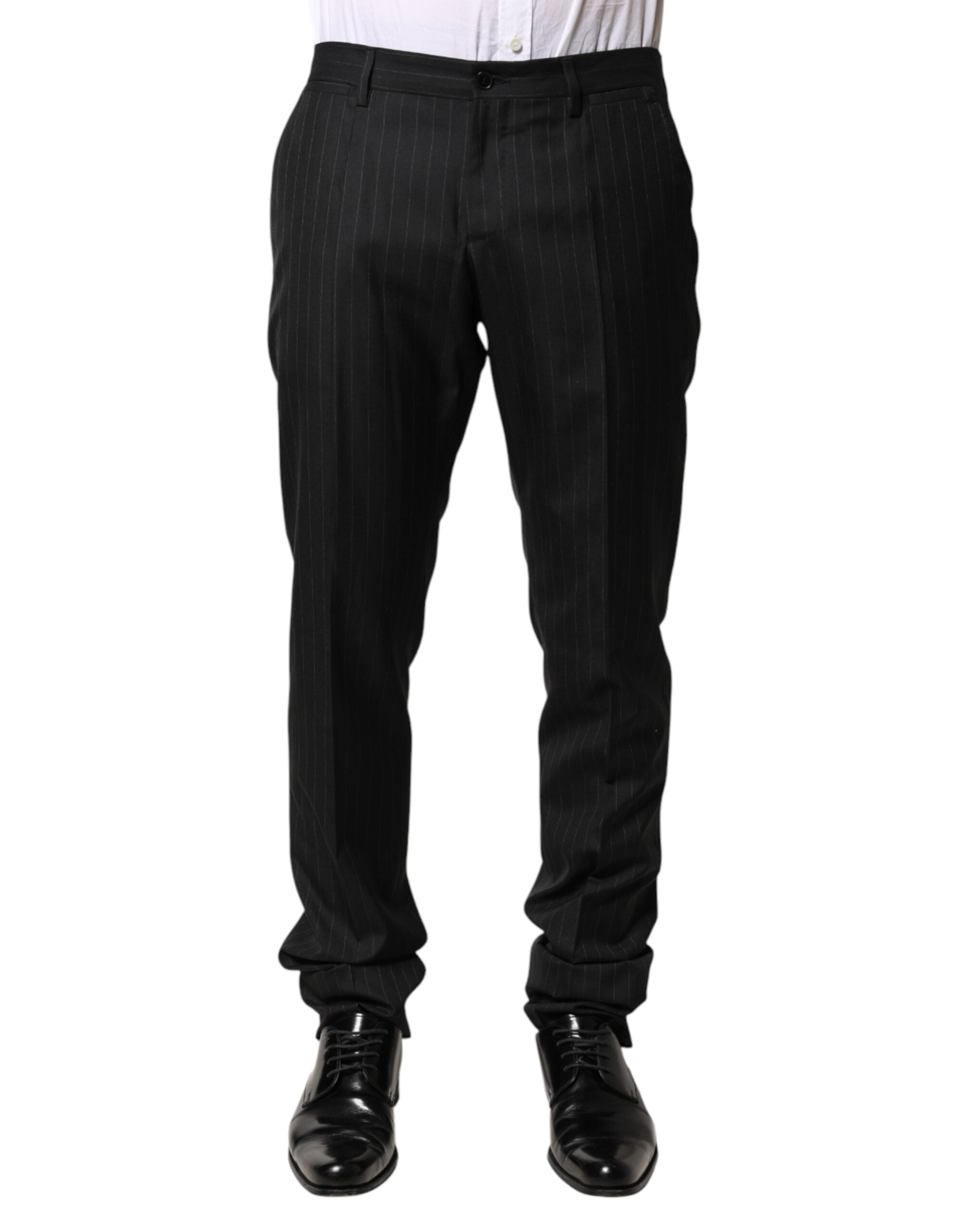 Dolce & Gabbana Black Stripes Wool Men Dress Trousers Pants