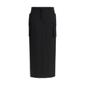 Rick Owens Black Fleece Wool Midi Skirt
