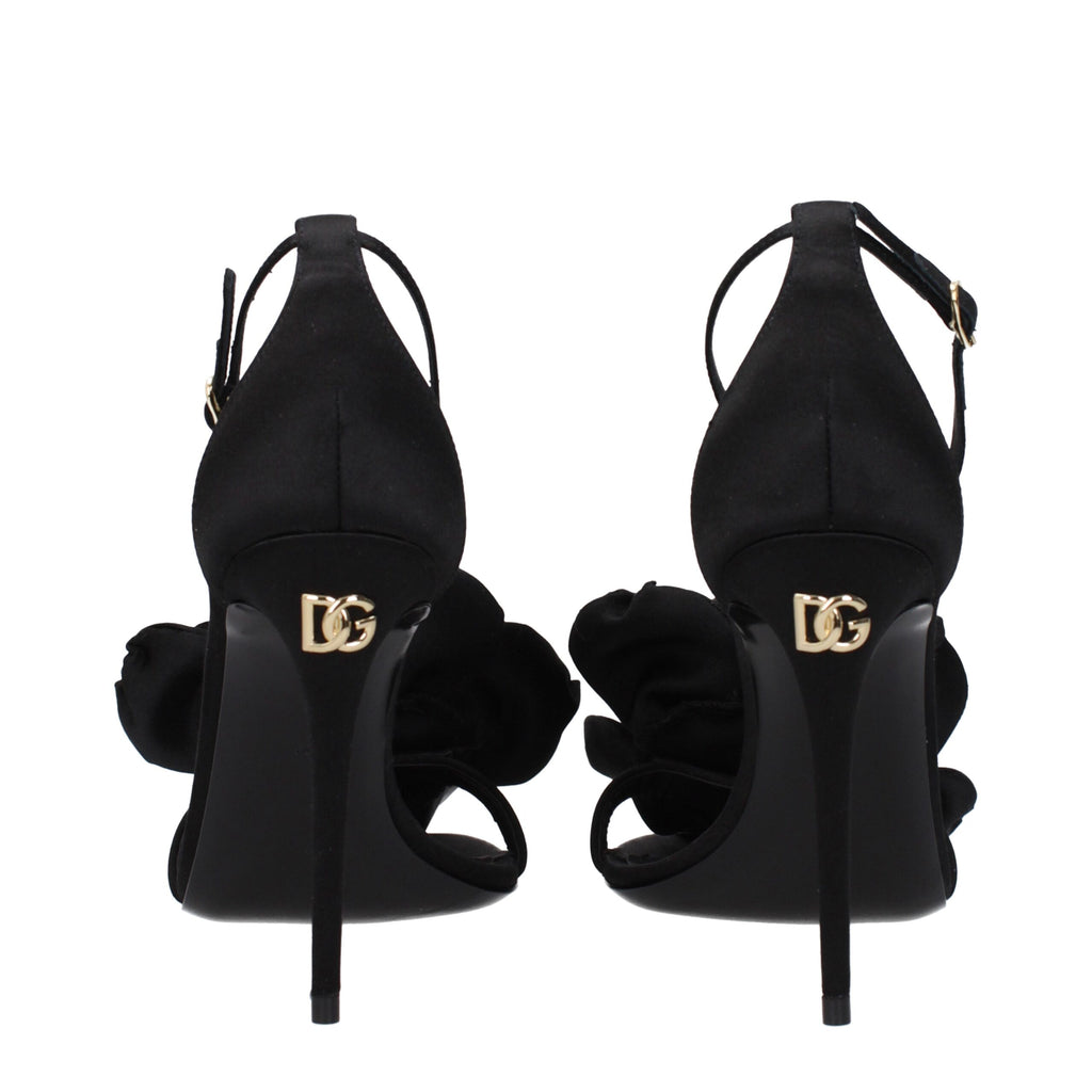 Dolce & Gabbana Black Satin Stiletto Heel Sandals