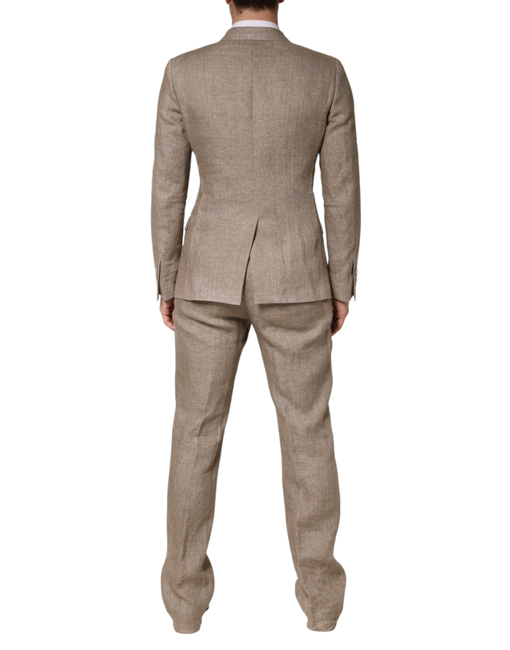 Dolce & Gabbana Beige Linen Double Breasted 2 Piece Men Suit