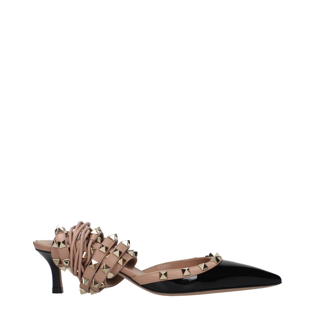 Valentino Garavani Black Leather Strap-On Sandals