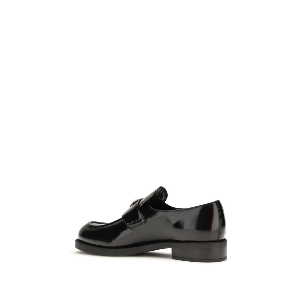 Prada Black Calf Leather Bos Taurus Slip-On Loafers