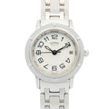 Pre-owned Hermès Clipper Classic stainless steel watch for women, silver, model CP1.210.