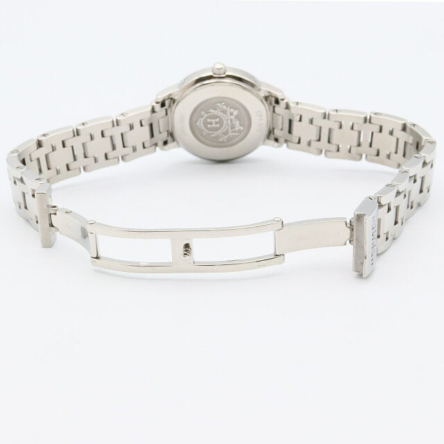 Pre-owned Hermès Clipper Classic stainless steel watch for women, silver, model CP1.210.