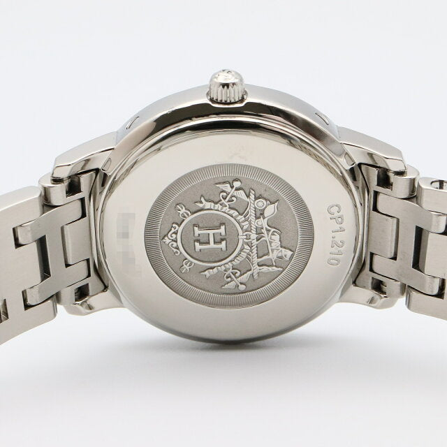 Pre-owned Hermès Clipper Classic stainless steel watch for women, silver, model CP1.210.