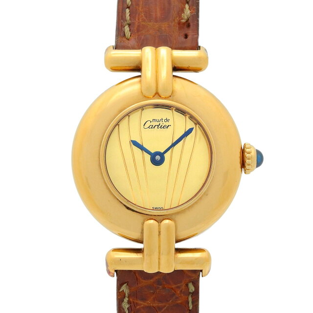 Pre-owned Cartier Must Colisee Vermeil SM Watch GP (Gold Plated) Leather Women Gold
