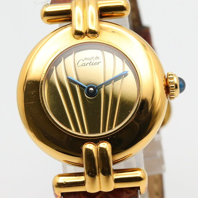 Pre-owned Cartier Must Colisee Vermeil SM Watch GP (Gold Plated) Leather Women Gold