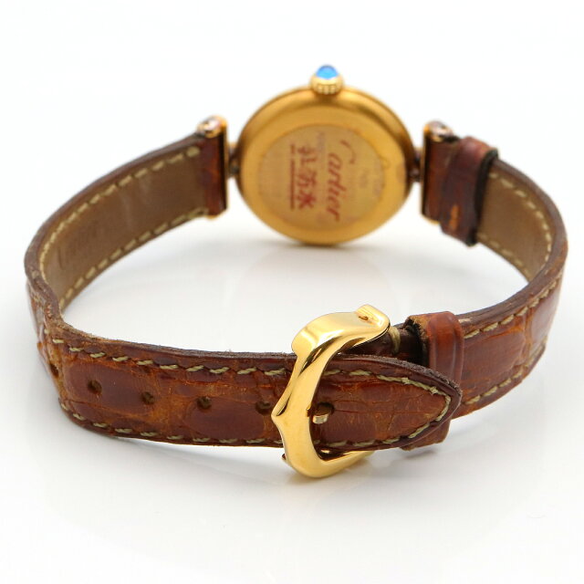 Pre-owned Cartier Must Colisee Vermeil SM Watch GP (Gold Plated) Leather Women Gold