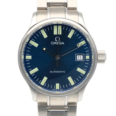Omega Classic Date Watch Stainless Steel blue Quartz Movement