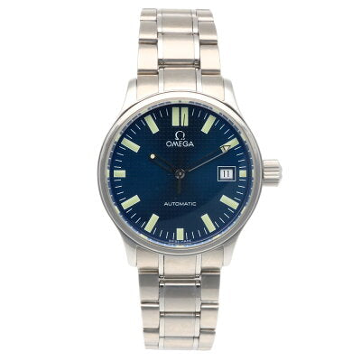 Omega Classic Date Watch Stainless Steel blue Quartz Movement