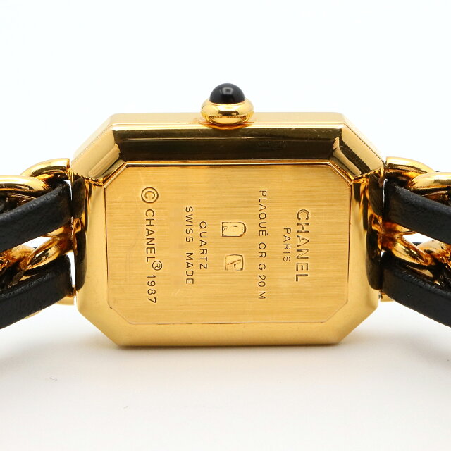 Pre-owned Chanel Premiere L watch, GP (gold-plated) leather black women