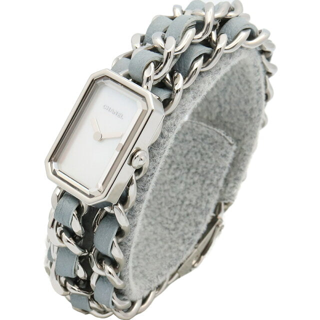 Pre-owned Chanel Premiere Rock watch stainless steel leather and white shell finish women