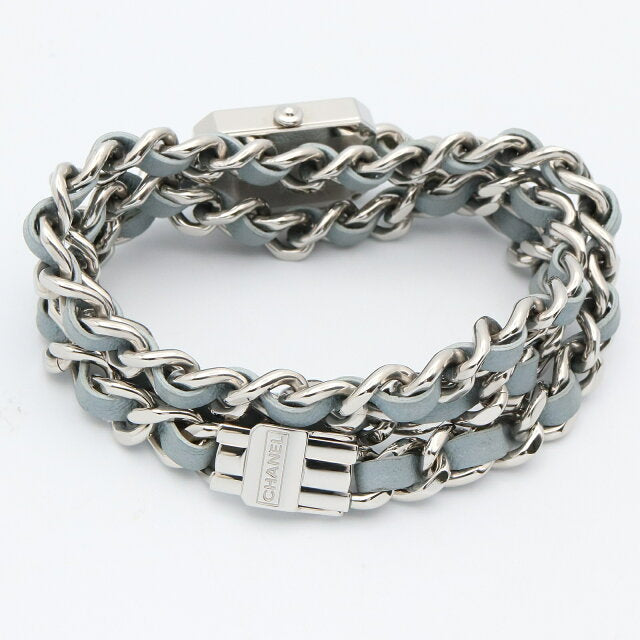 Pre-owned Chanel Premiere Rock watch stainless steel leather and white shell finish women