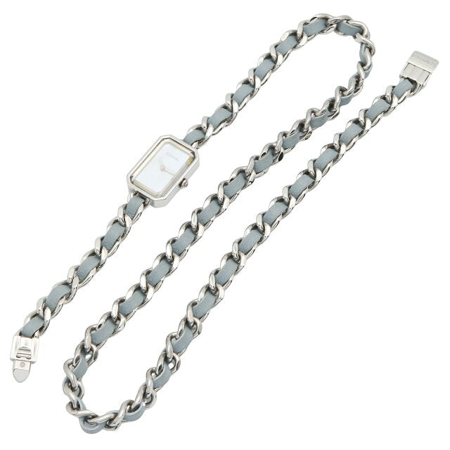 Pre-owned Chanel Premiere Rock watch stainless steel leather and white shell finish women