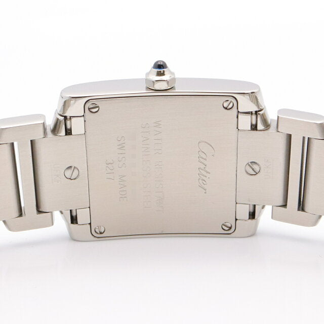 Pre-owned Cartier Tank Française Small Diamond Bezel Watch in Stainless Steel with Diamonds, Women's Silver