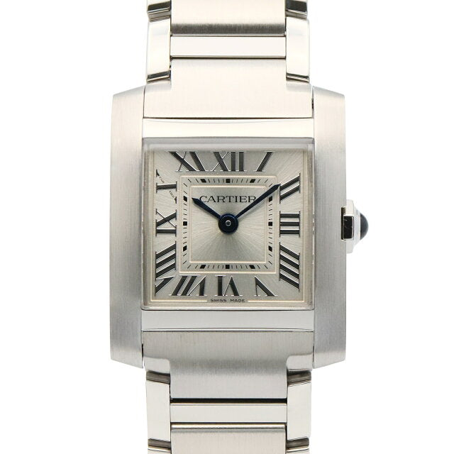 Cartier Tank Française SM watch, stainless steel, women's, silver, WSTA0065 (pre-owned)