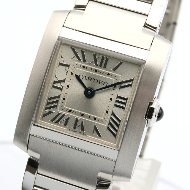 Cartier Tank Française SM watch, stainless steel, women's, silver, WSTA0065 (pre-owned)