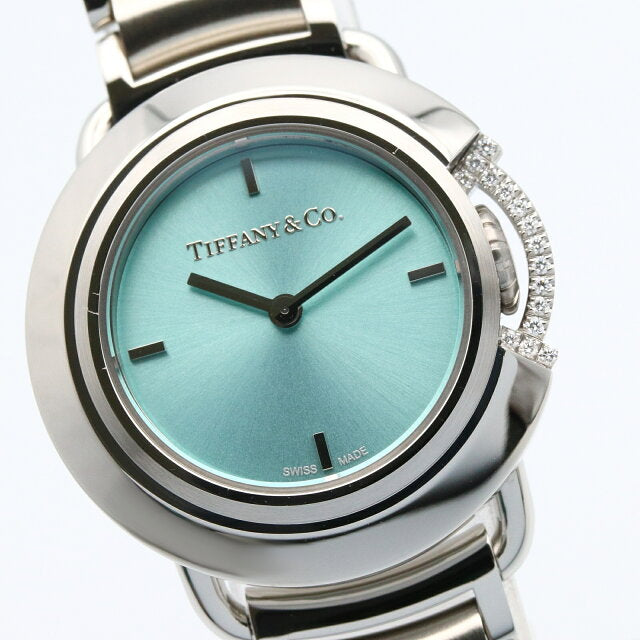Tiffany & Co. Tiffany T Watch Stainless Steel with Diamonds Women's Blue Tiffany Blue
