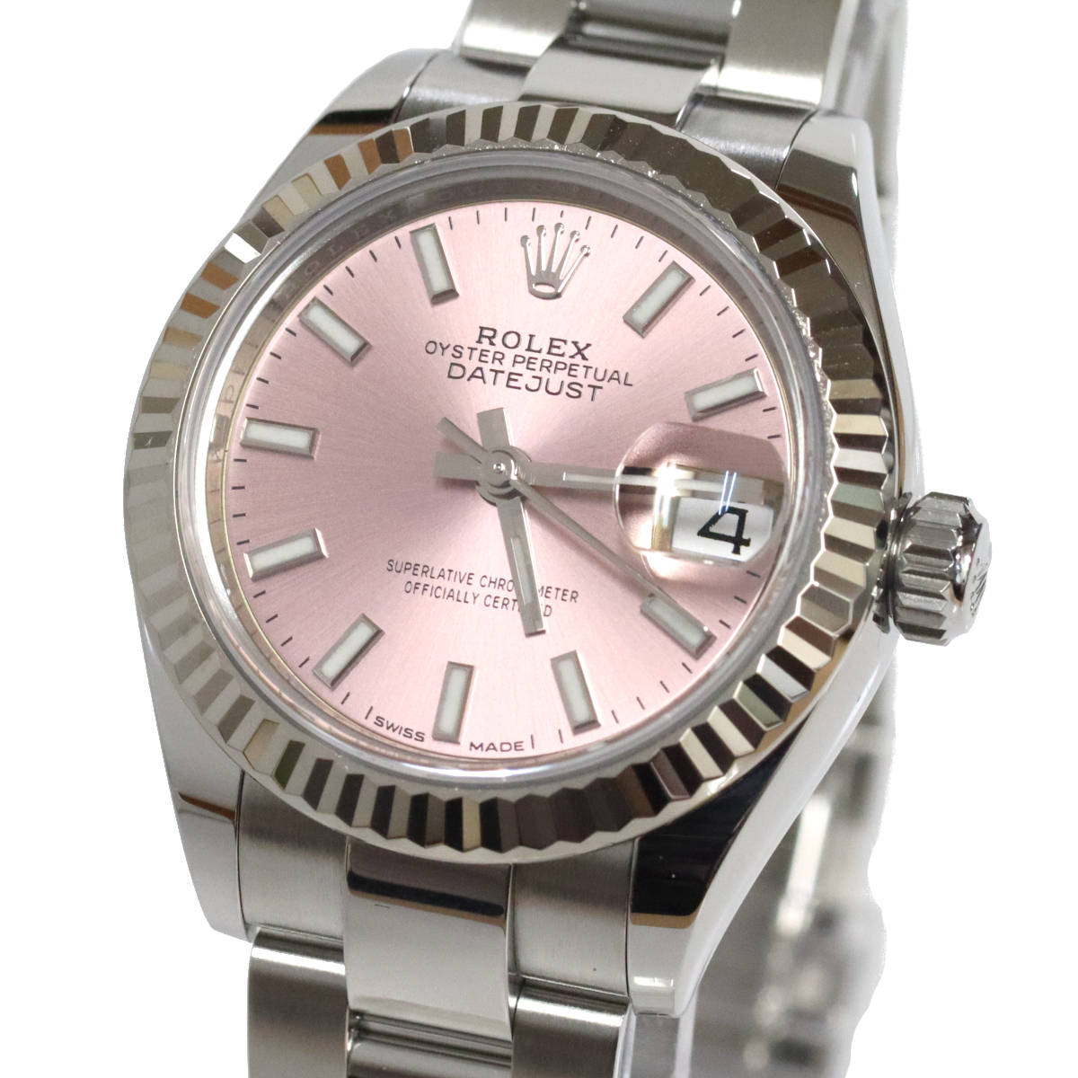 Pre-owned Rolex Datejust 28 Pink White Gold Oyster Bracelet